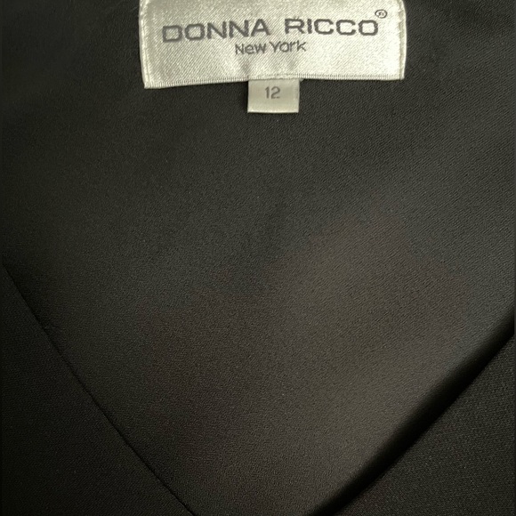 VTG Donna Ricco 2Pc Blk Evening Gown Blouse Chiffon Slit Overlay Skirt Dress S12 - Picture 3 of 13